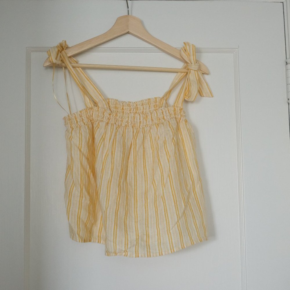 Joie Rasheda Yellow White Tie Tank Top Large